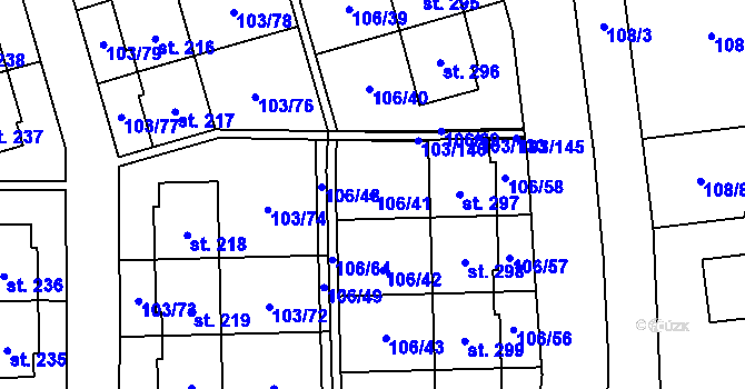 Parcela st. 106/41 v KÚ Černá u Bohdanče, Katastrální mapa