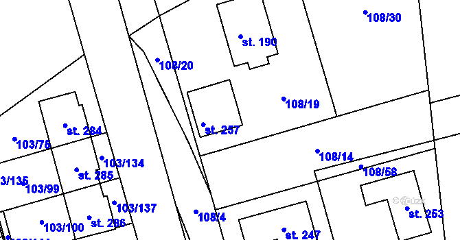 Parcela st. 262 v KÚ Černá u Bohdanče, Katastrální mapa