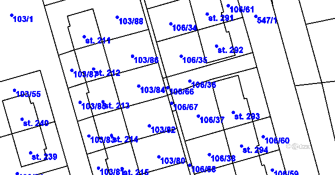 Parcela st. 106/66 v KÚ Černá u Bohdanče, Katastrální mapa