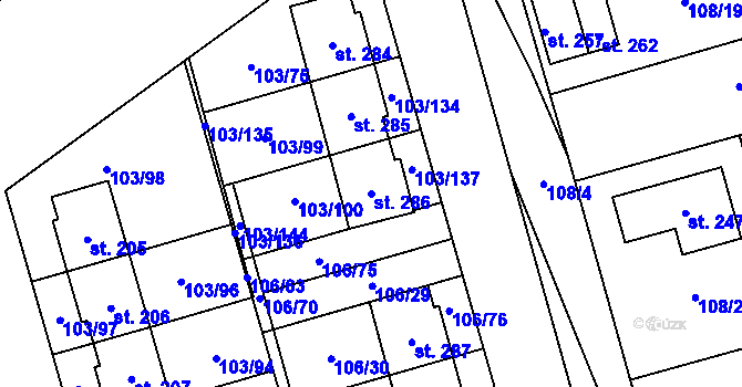 Parcela st. 286 v KÚ Černá u Bohdanče, Katastrální mapa