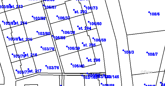 Parcela st. 295 v KÚ Černá u Bohdanče, Katastrální mapa