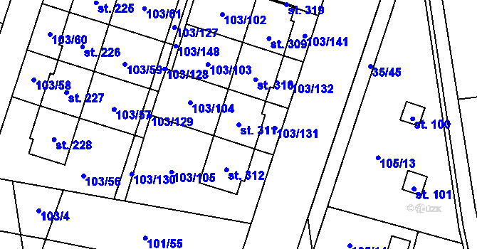 Parcela st. 311 v KÚ Černá u Bohdanče, Katastrální mapa