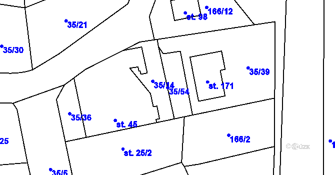 Parcela st. 35/54 v KÚ Černá u Bohdanče, Katastrální mapa