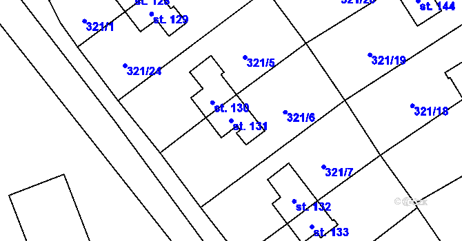 Parcela st. 131 v KÚ Rybitví, Katastrální mapa