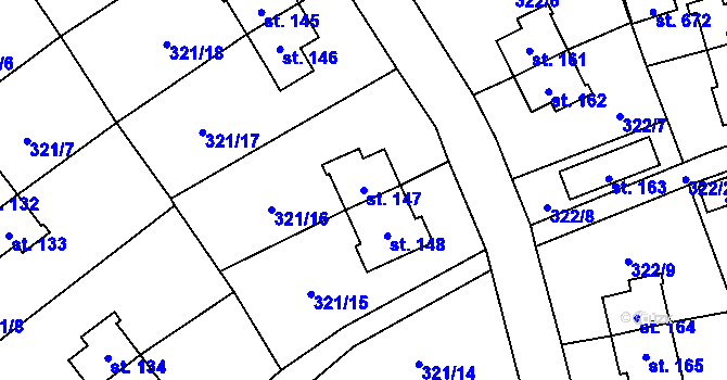 Parcela st. 147 v KÚ Rybitví, Katastrální mapa