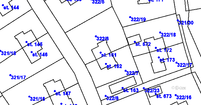 Parcela st. 161 v KÚ Rybitví, Katastrální mapa