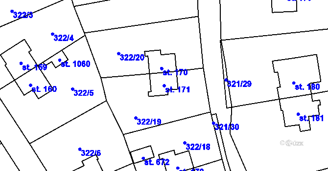 Parcela st. 171 v KÚ Rybitví, Katastrální mapa