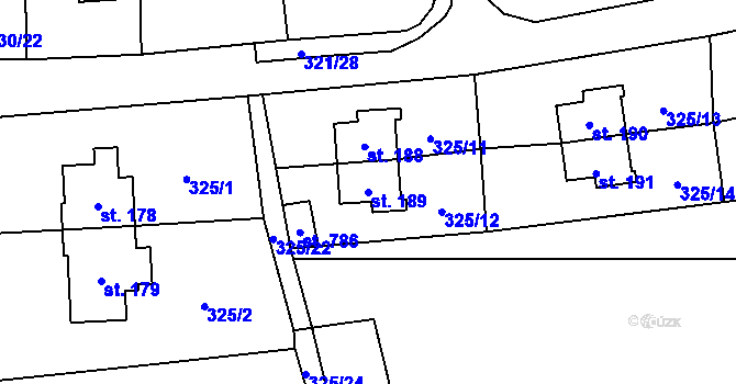 Parcela st. 189 v KÚ Rybitví, Katastrální mapa