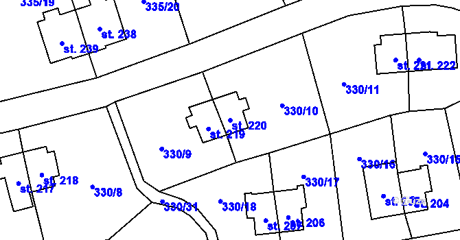 Parcela st. 220 v KÚ Rybitví, Katastrální mapa