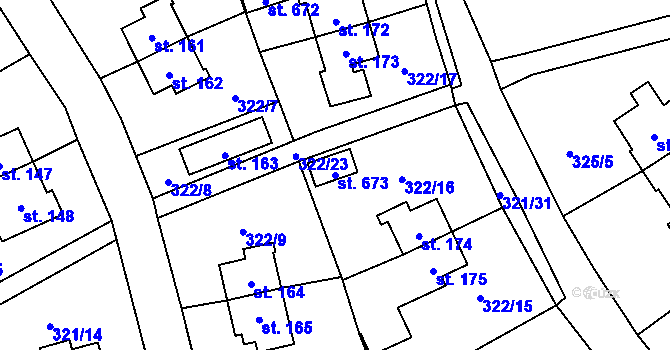 Parcela st. 673 v KÚ Rybitví, Katastrální mapa