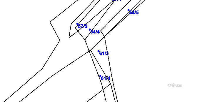 Parcela st. 61/3 v KÚ Rybitví, Katastrální mapa