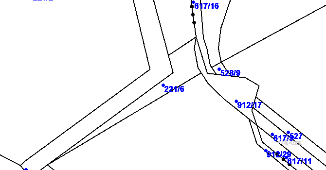 Parcela st. 221/6 v KÚ Rybitví, Katastrální mapa