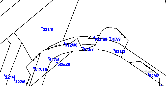 Parcela st. 222/2 v KÚ Rybitví, Katastrální mapa