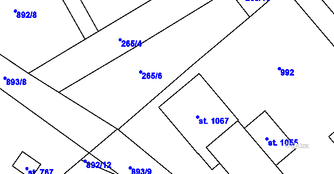 Parcela st. 265/15 v KÚ Rybitví, Katastrální mapa
