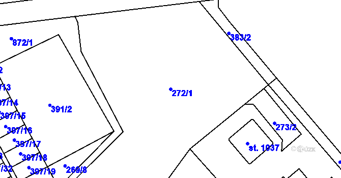 Parcela st. 272/1 v KÚ Rybitví, Katastrální mapa