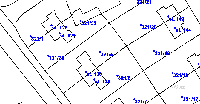 Parcela st. 321/5 v KÚ Rybitví, Katastrální mapa