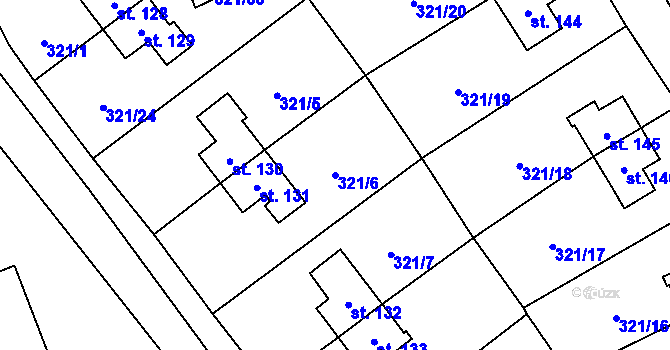 Parcela st. 321/6 v KÚ Rybitví, Katastrální mapa