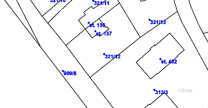 Parcela st. 321/12 v KÚ Rybitví, Katastrální mapa