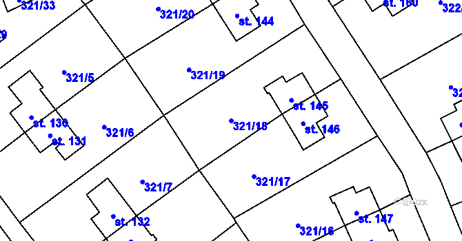 Parcela st. 321/18 v KÚ Rybitví, Katastrální mapa