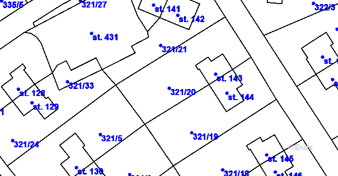 Parcela st. 321/20 v KÚ Rybitví, Katastrální mapa