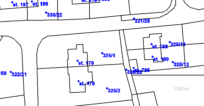 Parcela st. 325/1 v KÚ Rybitví, Katastrální mapa