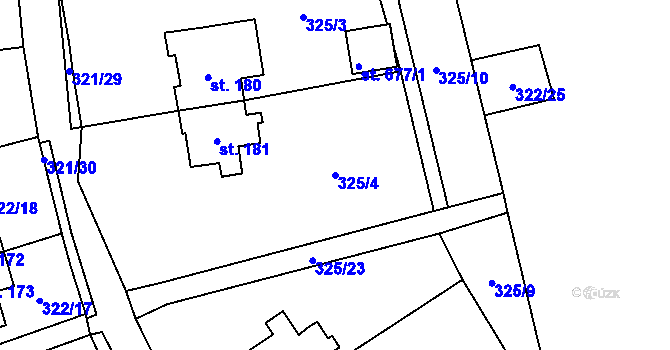 Parcela st. 325/4 v KÚ Rybitví, Katastrální mapa
