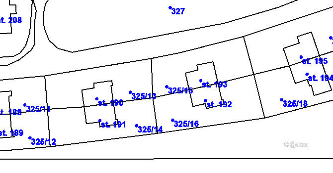 Parcela st. 325/15 v KÚ Rybitví, Katastrální mapa