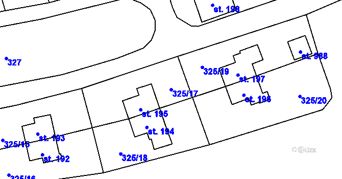 Parcela st. 325/17 v KÚ Rybitví, Katastrální mapa