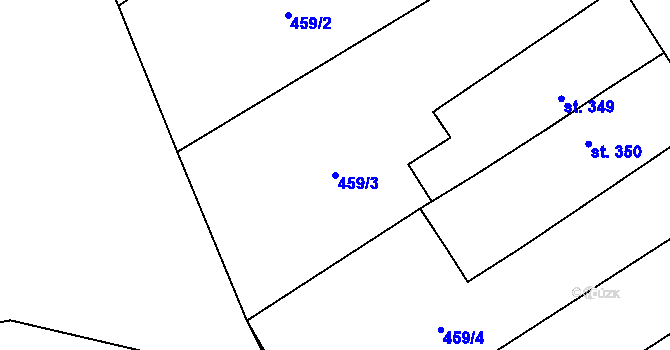 Parcela st. 459/3 v KÚ Rybitví, Katastrální mapa
