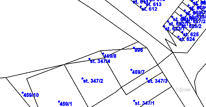 Parcela st. 459/8 v KÚ Rybitví, Katastrální mapa
