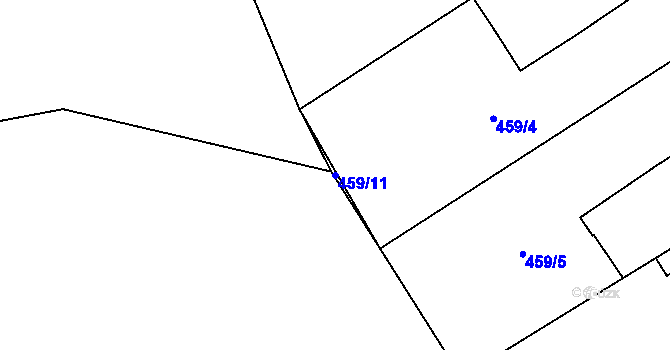 Parcela st. 459/11 v KÚ Rybitví, Katastrální mapa