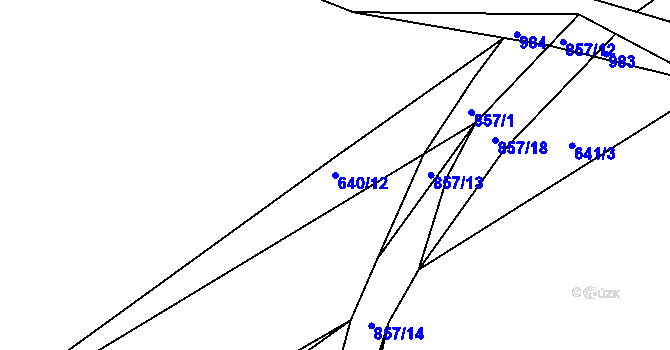 Parcela st. 640/12 v KÚ Rybitví, Katastrální mapa