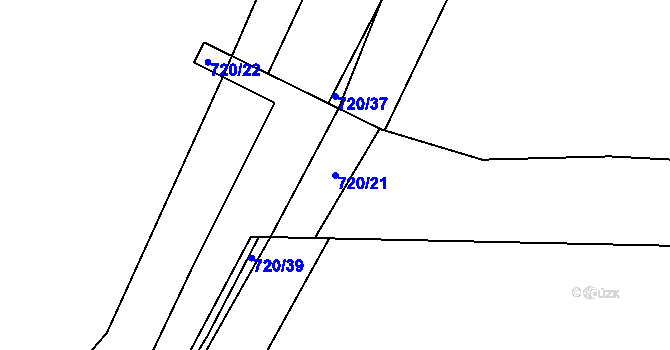 Parcela st. 720/21 v KÚ Rybitví, Katastrální mapa