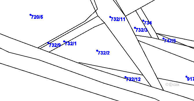 Parcela st. 732/2 v KÚ Rybitví, Katastrální mapa
