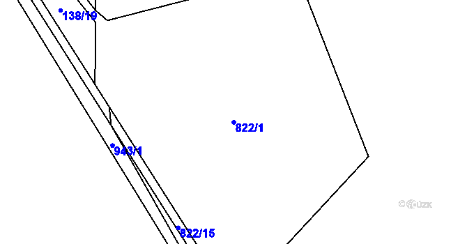 Parcela st. 822/1 v KÚ Rybitví, Katastrální mapa