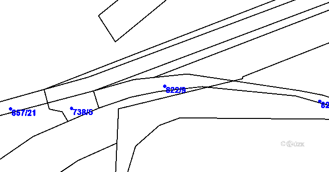 Parcela st. 822/9 v KÚ Rybitví, Katastrální mapa
