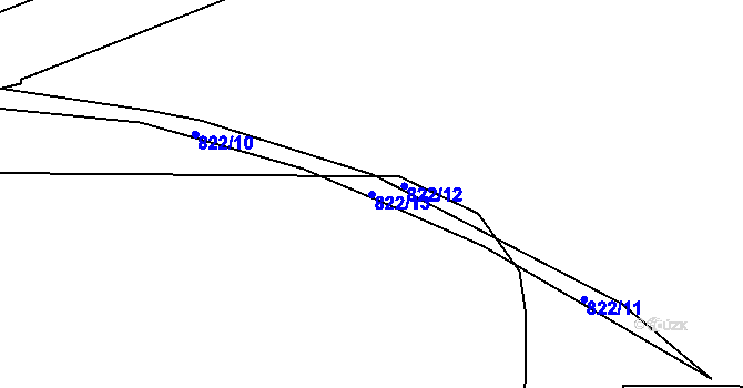 Parcela st. 822/13 v KÚ Rybitví, Katastrální mapa