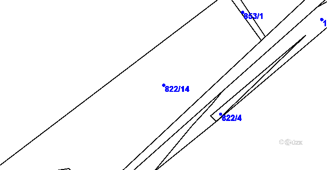 Parcela st. 822/14 v KÚ Rybitví, Katastrální mapa