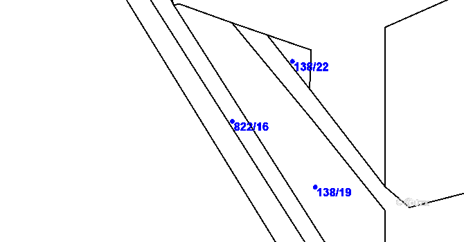 Parcela st. 822/16 v KÚ Rybitví, Katastrální mapa