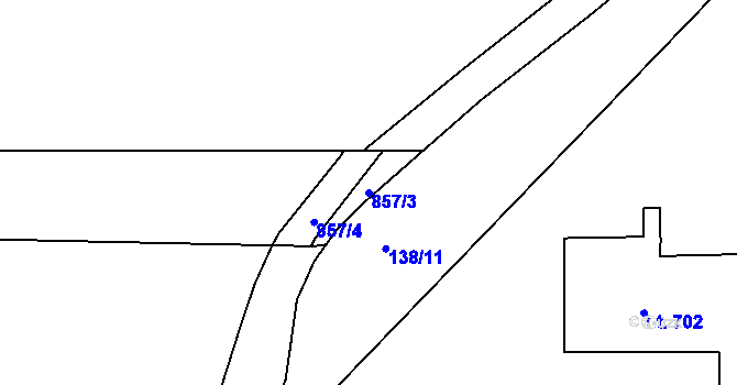 Parcela st. 857/3 v KÚ Rybitví, Katastrální mapa