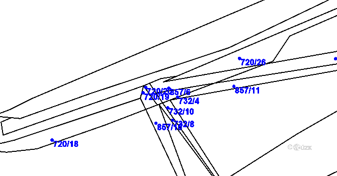Parcela st. 857/6 v KÚ Rybitví, Katastrální mapa