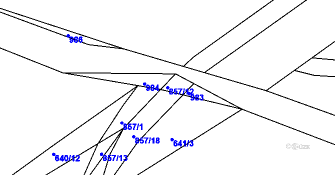 Parcela st. 857/12 v KÚ Rybitví, Katastrální mapa