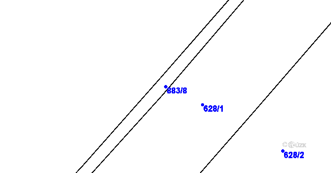Parcela st. 883/8 v KÚ Rybitví, Katastrální mapa