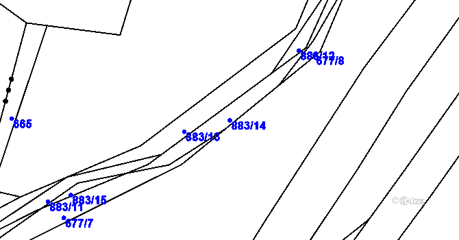 Parcela st. 883/14 v KÚ Rybitví, Katastrální mapa