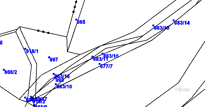 Parcela st. 883/15 v KÚ Rybitví, Katastrální mapa