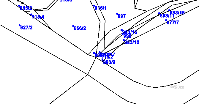 Parcela st. 883/17 v KÚ Rybitví, Katastrální mapa