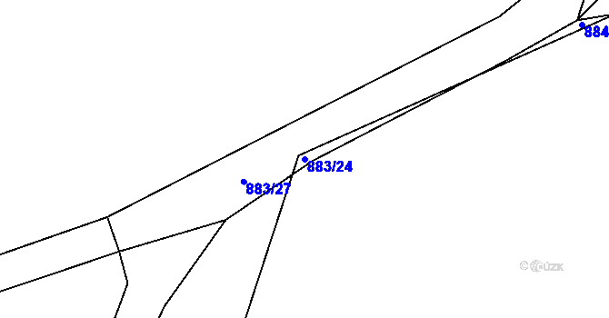 Parcela st. 883/24 v KÚ Rybitví, Katastrální mapa
