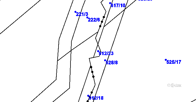Parcela st. 912/23 v KÚ Rybitví, Katastrální mapa