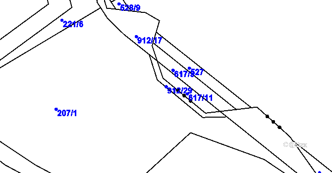 Parcela st. 912/29 v KÚ Rybitví, Katastrální mapa