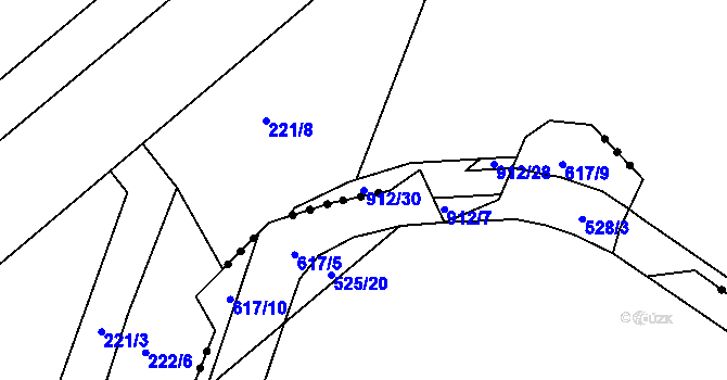 Parcela st. 912/30 v KÚ Rybitví, Katastrální mapa